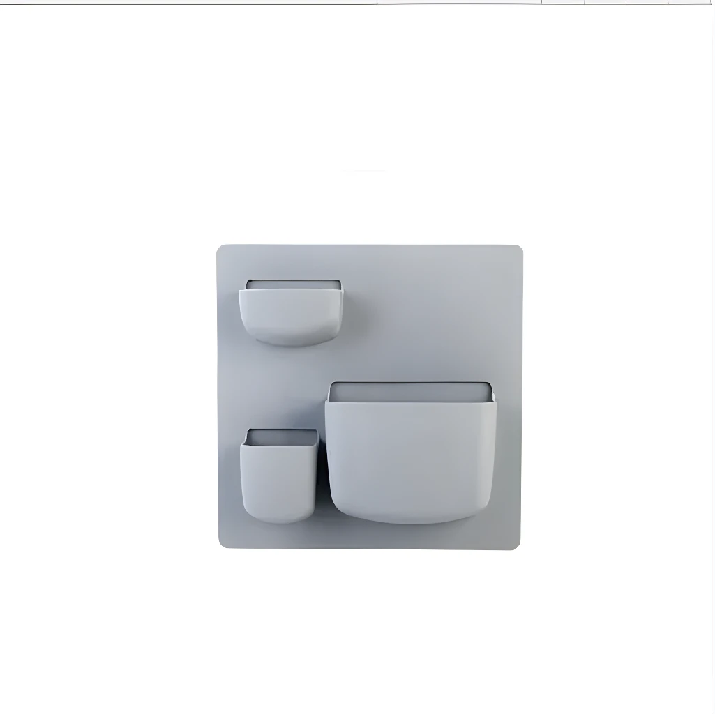 Set x2 estante de pared de pasta gris para organizar objetos pequeños, diseño moderno.