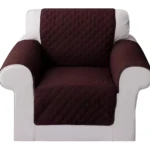 Funda cobertor para sofá de 1 puesto, color café, con protector acolchado para brazos y asiento.