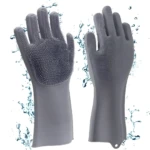 Guantes lava loza en silicona con esponja integrada para limpieza profunda.
