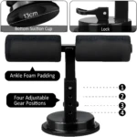 Home Fitness: soporte para abdominales con ventosa ancha y almohadilla de espuma ajustable.