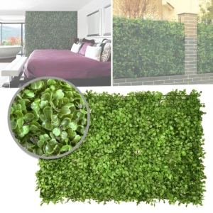 Panel de jardín vertical artificial con follaje ecológico verde, 40x60 cm.