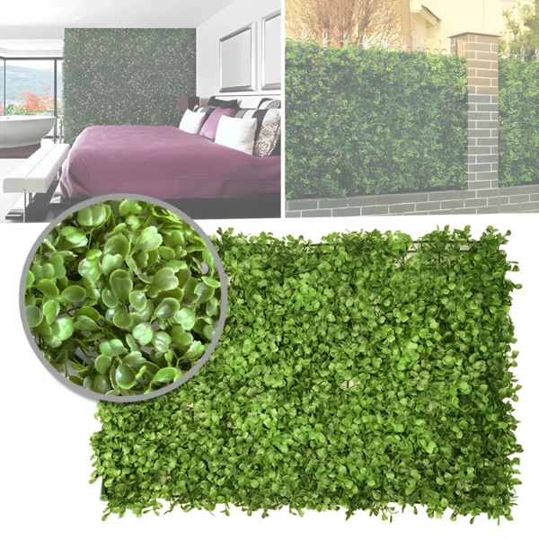Panel de jardín vertical artificial con follaje ecológico verde, 40x60 cm.