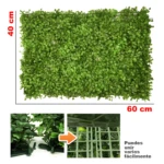 Panel de jardín vertical artificial de 40x60 cm con follaje ecológico, ideal para muros y decoración.