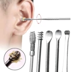 Kit limpieza oídos extractor 10 piezas con espiral y cucharas para remover cera de oído.