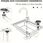 Lava vasos automáticos para cocina instalados en un lavaplatos, facilitando el enjuague rápido.