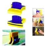 Limpiador de vidrio magnético doble cara azul y amarillo con cuerda de seguridad para ventanas.