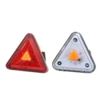 Linterna trasera triangular para bicicleta, roja y blanca, con led.