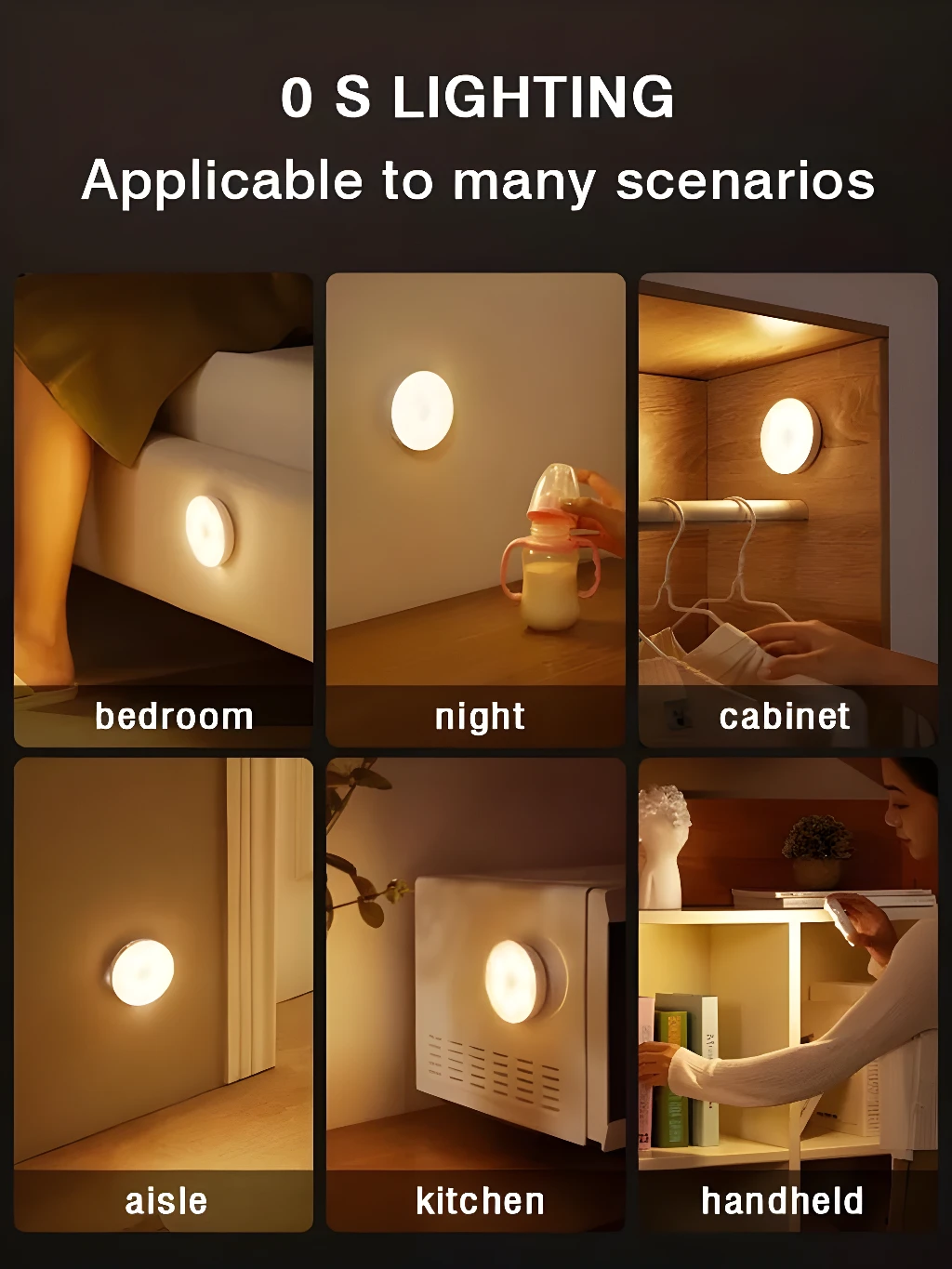 Luz LED portátil inalámbrica para armario, mesita de noche, cocina, pasillo y uso manual.