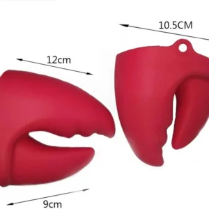 Guantes antiquemaduras de silicona rojos para cocina, miden 12cm y 10.5cm de ancho.