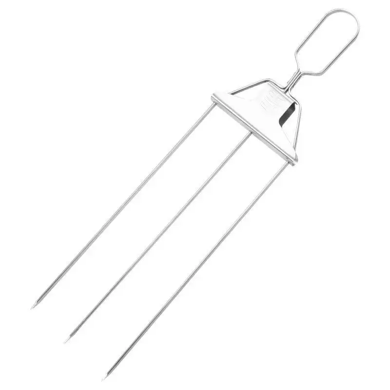 Tenedor para asar en parrilla, de acero inoxidable, ideal para barbacoa y asados.