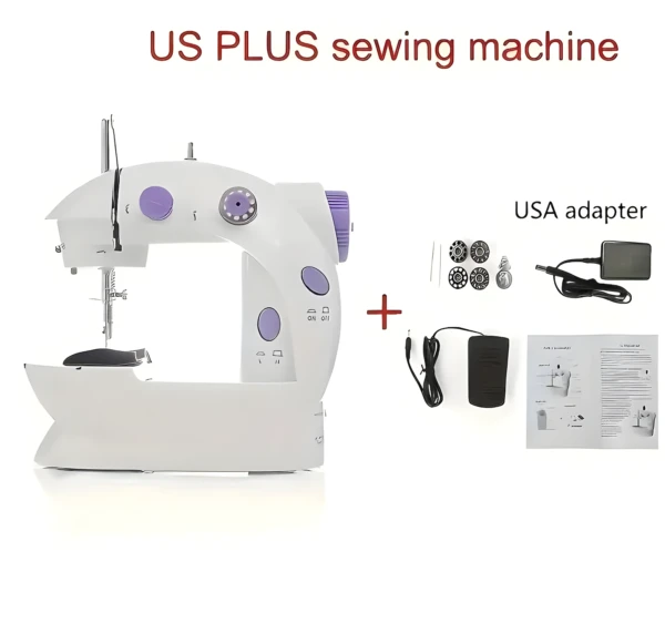 Máquina de coser Sewing Machine 4En1 blanca con accesorios, ideal para uso doméstico.