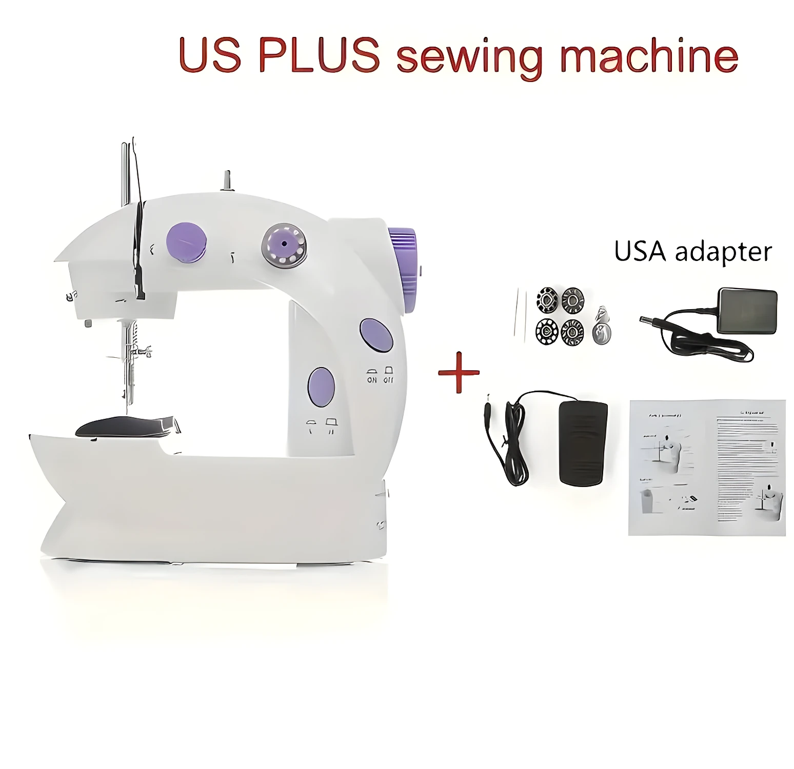 Máquina de coser Sewing Machine 4En1 blanca con accesorios, ideal para uso doméstico.