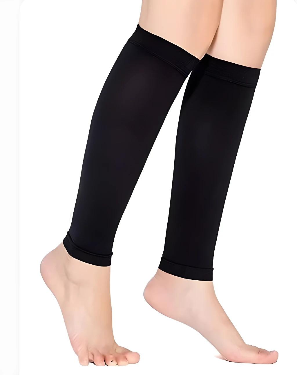 Set x2 medias de compresión negras para pantorrilla, ajustables y cómodas.