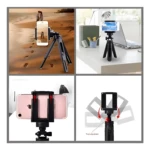 Mini trípode para celular en playa y escritorio, con ajuste de giro.