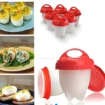 Set x6 moldes silicona para hervir huevos, cocina fácil y práctica.