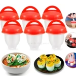 Set x6 moldes de silicona para hervir huevos, ideales para preparar huevos duros con forma.