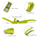 Picador triturador de ajo verde en ABS y acero inoxidable, abre 0-180°.