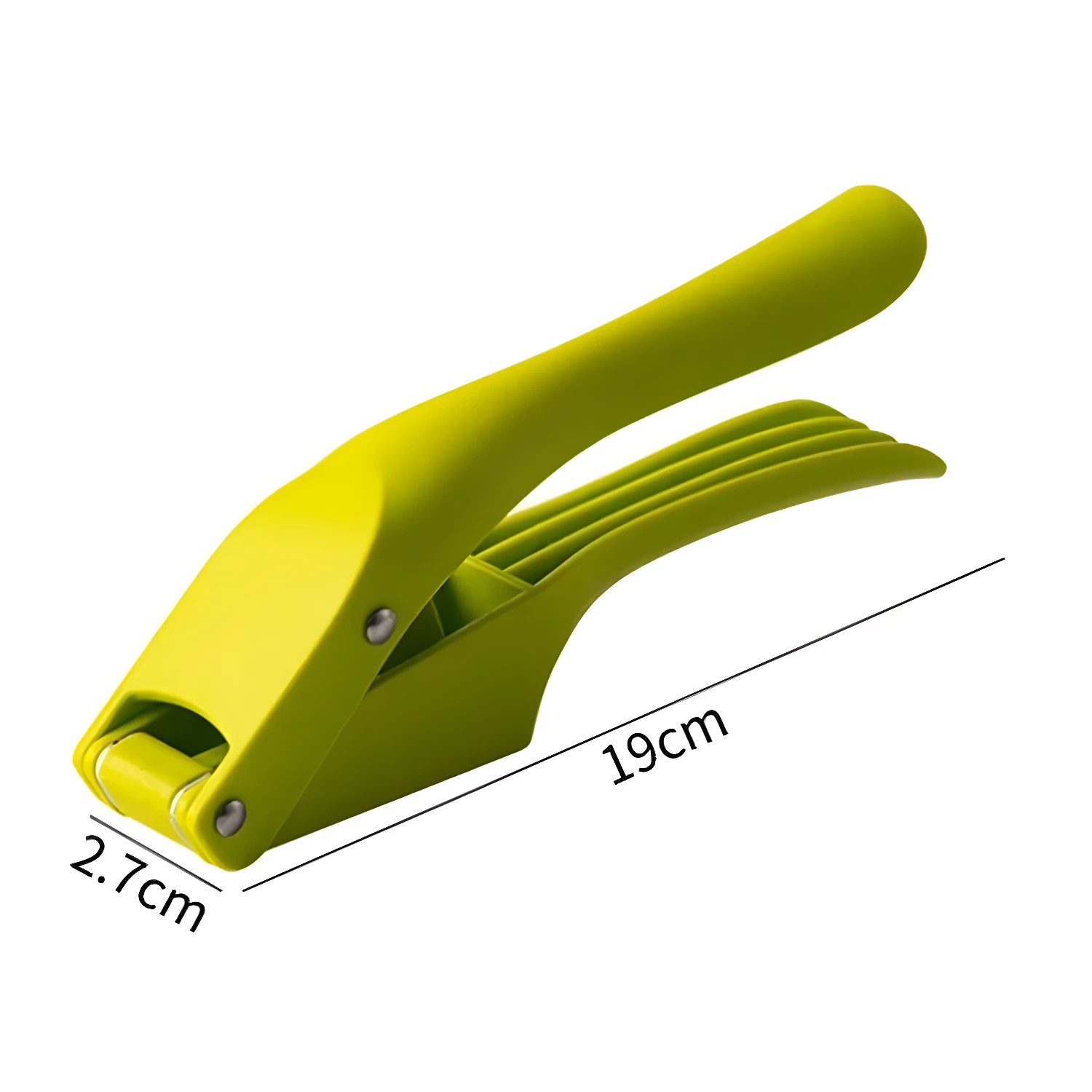 Picador triturador de ajo verde, 19cm x 2.7cm, herramienta de cocina con mango ergonómico.