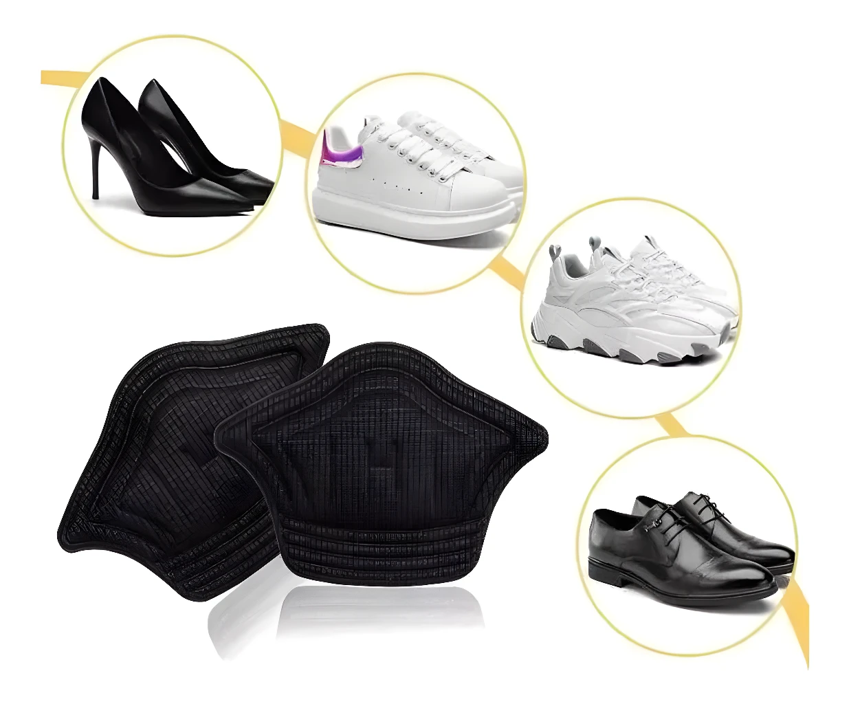 Set x2 Pares Plantillas Ortopédicas negras para zapatos de mujer y hombre.