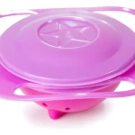 Plato giratorio anti-derrames para bebés, púrpura y rosa, con forma de estrella.
