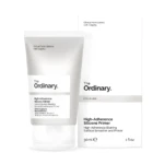 The Ordinary High-Adherence Silicone Primer, envase blanco con texto negro, 30 ml.