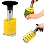 Rebanador cortador pela piña en rodajas, ideal para preparar frutas fácilmente.