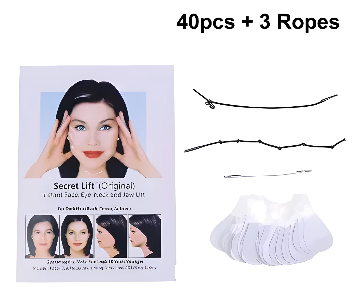 Cinta Secret Lift para rostro, ojos y cuello: 40 piezas y 3 cuerdas.