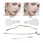 Cinta facial Secret Lift: antes y después con parches y bandas para lifting facial invisible.