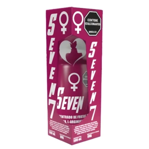 Caja de Seven Magenta X500 Ml Fitovit, envase morado con siluetas de pareja y texto "ENTRADO DE FRUTAS", ideal para uso íntimo.