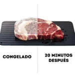 Tabla descongelante para carnes: congelada vs. 20 minutos después.