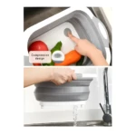 Tabla multifuncional con escurridor plegable, ideal para lavar y cortar frutas y verduras.