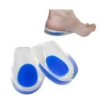 Set x2 pares taloneras soporte gel azul transparente para alivio del talón y amortiguación.