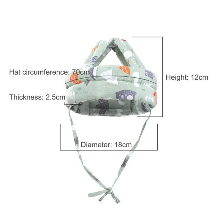 Protector de cabeza para bebé con estampado de animales, 70cm de circunferencia, 12cm de alto.