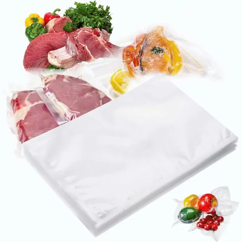 Bolsas para selladora al vacío con carnes, pescados y verduras, 100 unidades.