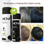 Nova Shampoo Cubre Canas: tratamiento para cabello canoso, antes y después.