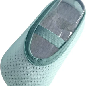 Caminador tipo baleta azul con detalles en malla y banda elástica, ideal para los primeros pasos.
