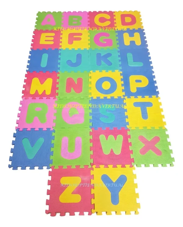 Tapete rompecabezas de letras para bebé, A-Z, colores vivos, ideal para juegos y aprendizaje.
