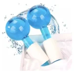 Globos de helio para masaje facial azul con detalle de agua y espuma blanca.