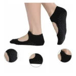 Set x3 medias de yoga sport negras con agarre para pilates y ejercicio.