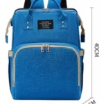 Bolso pañalera azul con cuna cambiador, 40x30x24 cm. Ideal para bebés.