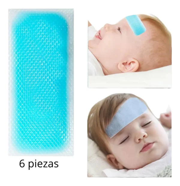 Banda antifebre para bebés: alivio refrescante en la frente. Paquete de 6 piezas.