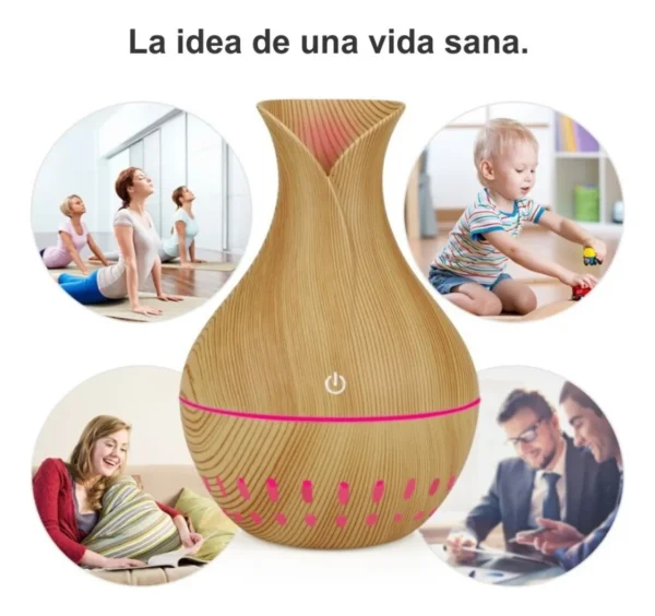 Humidificador difusor de aroma: promueve un estilo de vida saludable con yoga, juego y trabajo.