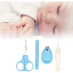 Set de manicura para bebés de 4 piezas con tijeras, cortaúñas, lima y pinzas para el cuidado de uñas.