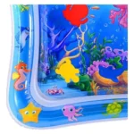 Tapete inflable de agua para bebés con animales marinos: tiburón, pulpo, tortuga, pez y estrella.