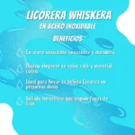 Wiskera de acero inoxidable forrada en cuero café de 8 oz, resistente y duradera.