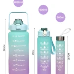 Combo termos motivacionales set x 3 unid: 2000ml, 900ml y 500ml, con medidor de agua.