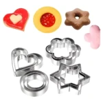 Cortadores de galleta en forma de corazón, flor, estrella y círculo, metal, para repostería.