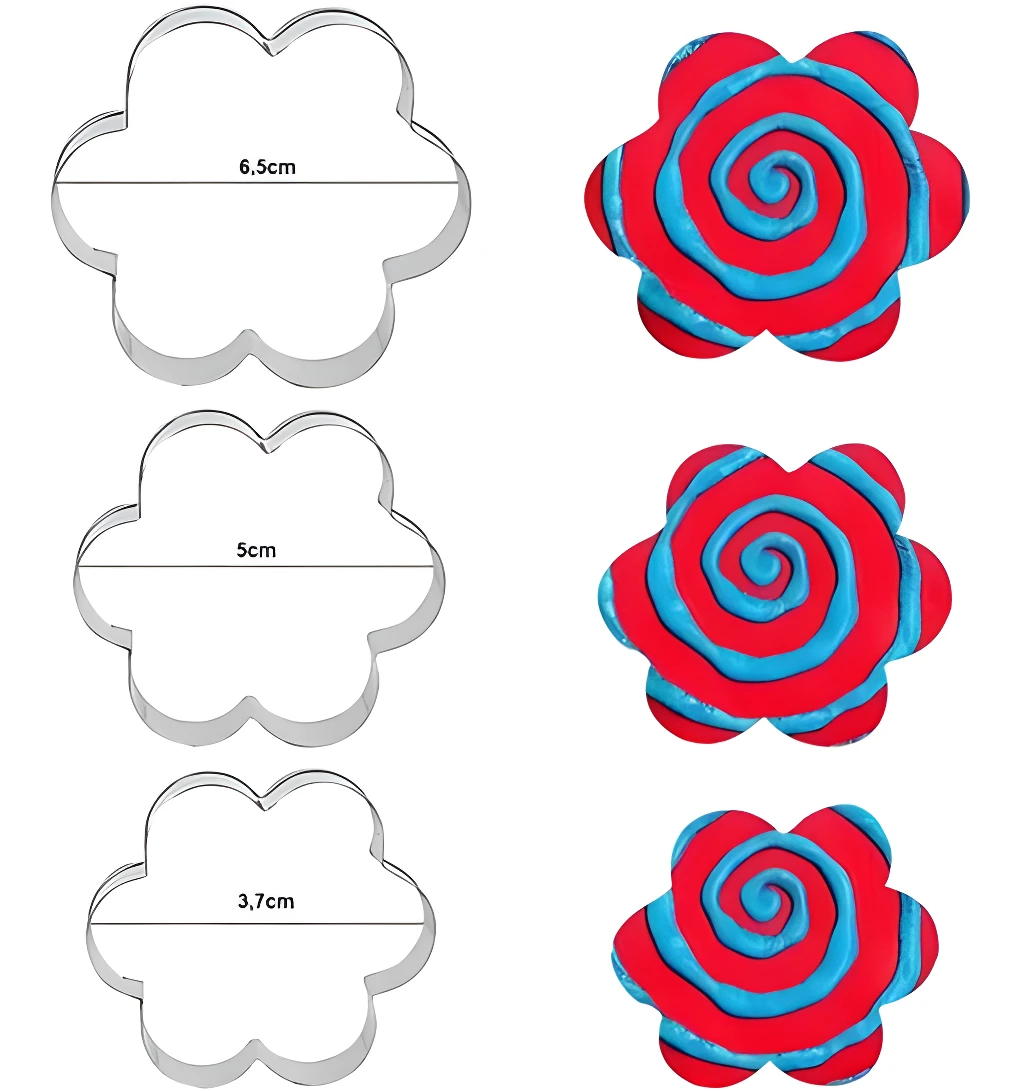 Cortadores de galleta en forma de flor, 3 tamaños, para repostería y manualidades.