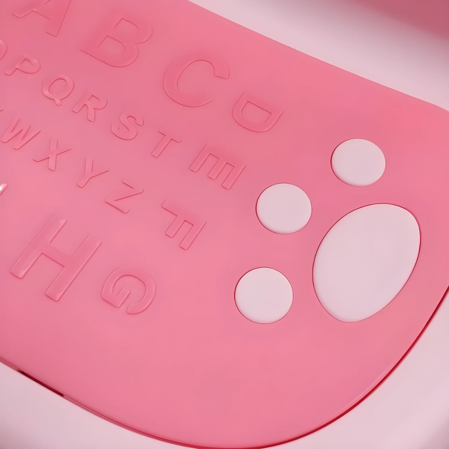 Escalera infantil rosada de 2 niveles con letras y huellas de patitas.