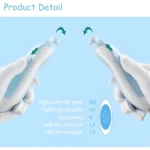 Pulidor eléctrico de uñas para bebés: control de giro izquierdo/derecho, alta/baja velocidad y desconexión.